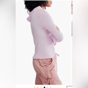Free People Breath Easy Layer Hooded Top Size Large NWT